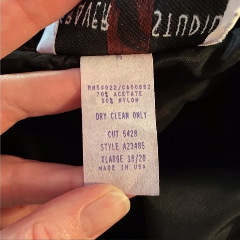 Vintage Black Velvet Asian Inspired Jacket XL 18/20 - Picture 8 of 8